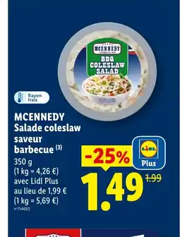 Lidl MCENNEDY Salade coleslaw saveur barbecue offre