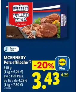 Lidl MCENNEDY Porc effiloché offre