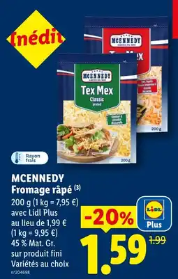 Lidl MCENNEDY Fromage râpé offre