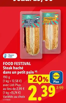 Lidl FOOD FESTIVAL Steak haché dans un petit pain offre