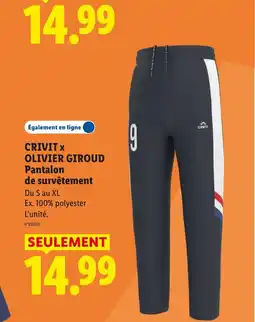Lidl CRIVIT X OLIVIER GIROUD Pantalon de survêtement offre