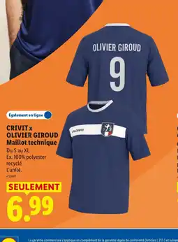 Lidl CRIVIT X OLIVIER GIROUD Maillot technique offre