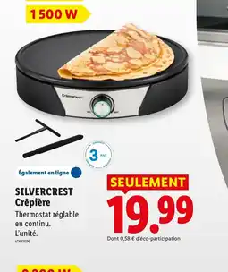 Lidl SILVERCREST Crêpière offre