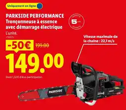 Lidl PARKSIDE PERFORMANCE Tronçonneuse à essence avec démarrage électrique offre