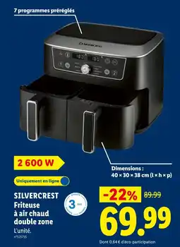 Lidl SILVERCREST Friteuse à air chaud double zone offre