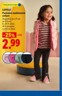 Lidl LUPILU Pantalon molletonné enfant offre