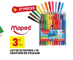 Stokomani MAPED Lot de 12 feutres + 15 crayons de couleur offre