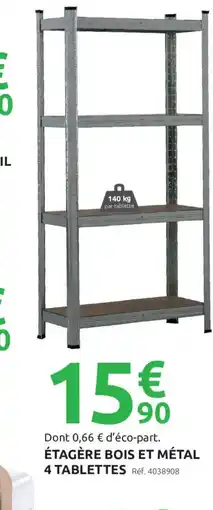 Mr Bricolage Étagère bois et métal 4 tablettes offre