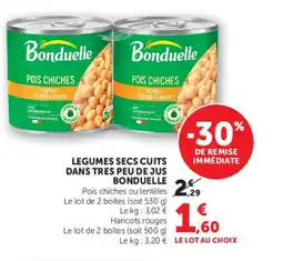 Hyper U LEGUMES SECS CUITS DANS TRES PEU DE JUS BONDUELLE offre