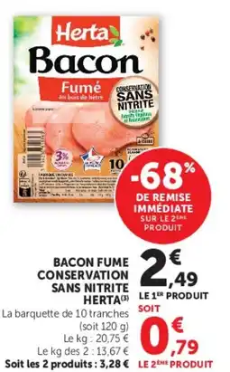 Hyper U BACON FUME CONSERVATION SANS NITRITE HERTA offre