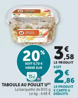 Hyper U TABOULE AU POULET U offre