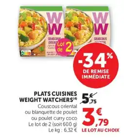 Hyper U PLATS CUISINES WEIGHT WATCHERS offre