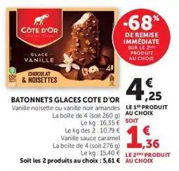 Hyper U BATONNETS GLACES COTE D'OR offre