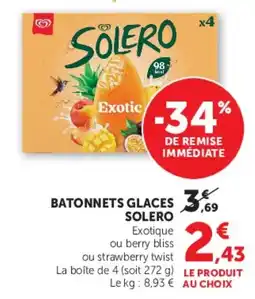Hyper U BATONNETS GLACES SOLERO offre