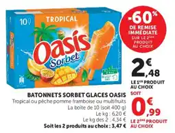 Hyper U BATONNETS SORBET GLACES OASIS offre