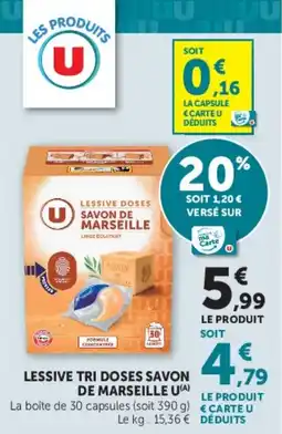 Hyper U LESSIVE TRI DOSES SAVON DE MARSEILLE U offre