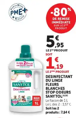 Hyper U DESINFECTANT DU LINGE FLEURS BLANCHES STOP ODEURS SANYTOL offre