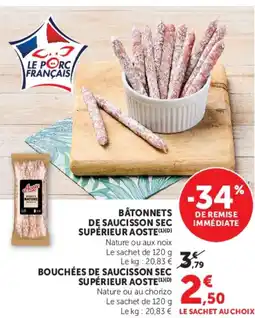 Hyper U BÅTONNETS DĘ SAUCISSON SEC SUPÉRIEUR AOSTE offre