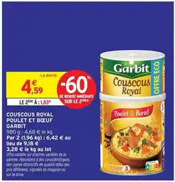 Intermarché Garbit couscous royal poulet et bœuf offre