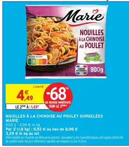 Intermarché Marie nouilles à la chinoise au poulet surgelées offre