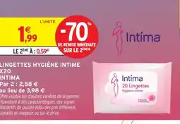 Intermarché Intima lingettes hygiène intime x20 offre