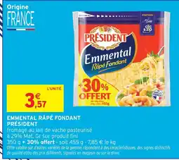 Intermarché Président emmental râpé fondant offre