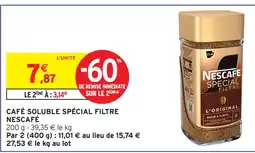 Intermarché Nescafé café soluble spécial filtre offre