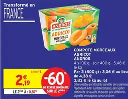 Intermarché Andros compote morceaux abricot offre