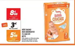 Netto Netto bébé couches maxi absorbantes t3 4-9kg x70 offre