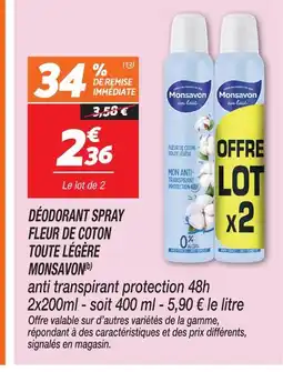 Netto Monsavon déodorant spray fleur de coton toute légère(b) offre