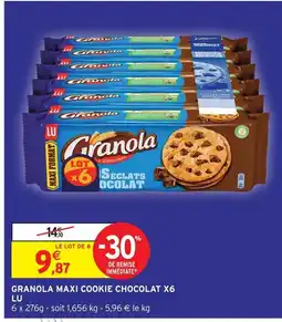 Intermarché Lu granola maxi cookie chocolat x6 offre