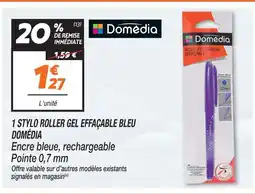 Netto Domédia stylo roller gel effaçable bleu offre