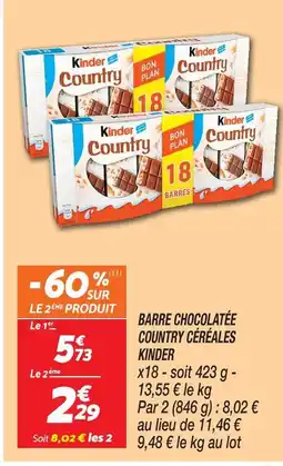 Netto Kinder barre chocolatée country céréales offre
