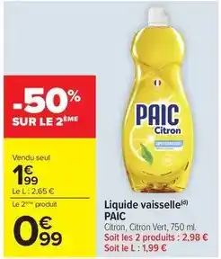 Carrefour Market Paic - liquide vaisselle offre