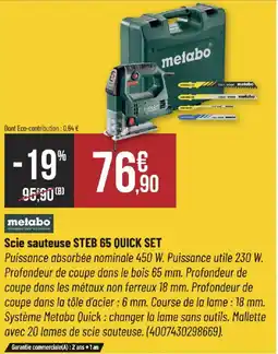 Bricorama METABO Scie sauteuse steb 65 quick set offre