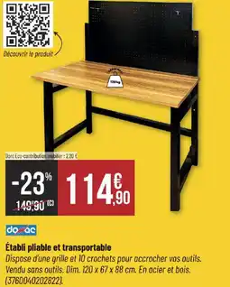 Bricorama Établi pliable et transportable offre