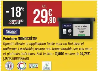 Bricorama NUANCE Peinture monocrème offre