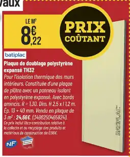 Bricorama BATIPLAC Plaque de doublage polystyrène expansé th32 offre