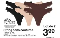 Zeeman String sans coutures offre