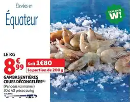 Auchan Gambas entières crues décongelées offre