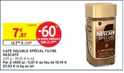 Intermarché NESCAFÉ Café soluble spécial filtre offre