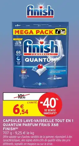Intermarché FINISH Capsules lave-vaisselle tout en 1 quantum parfum frais x68 offre