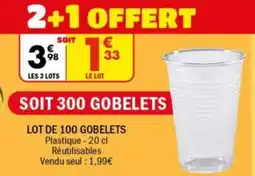 La Foir'Fouille Lot de 100 gobelets offre