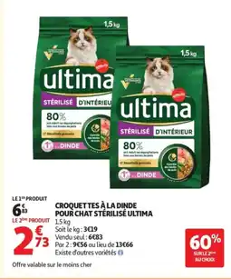 Auchan ULTIMA Croquettes à la dinde pour chat stérilisé offre