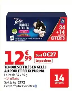 Auchan PURINA Tendres éffilés en gelée au poulet félix offre
