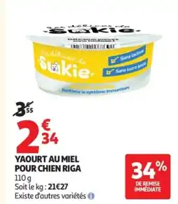 Auchan RiGA Yaourt au miel pour chien offre