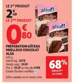 Auchan ALSA Préparation gâteau moelleux chocolat offre