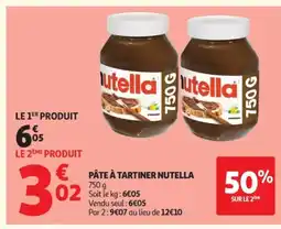 Auchan NUTELLA Pâte à tartiner offre