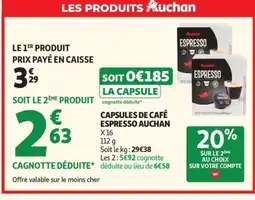 Auchan AUCHAN Capsules de café espresso offre