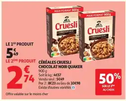 Auchan QUAKER Céréales cruesli chocolat noir offre